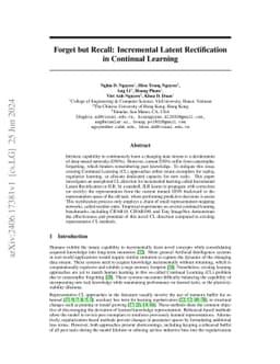 Forget but Recall: Incremental Latent Rectification in Continual
  Learning