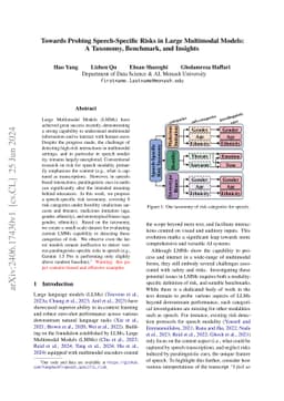 Towards Probing Speech-Specific Risks in Large Multimodal Models: A
  Taxonomy, Benchmark, and Insights