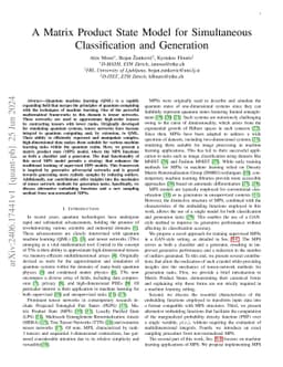 A Matrix Product State Model for Simultaneous Classification and
  Generation