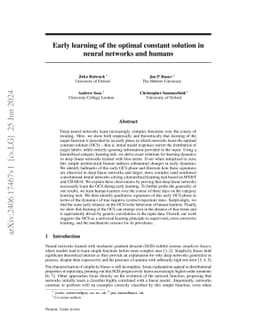 Early learning of the optimal constant solution in neural networks and
  humans