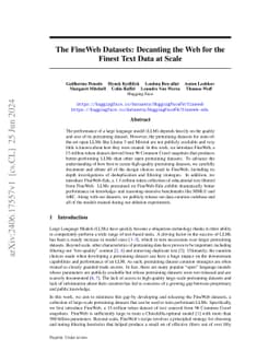The FineWeb Datasets: Decanting the Web for the Finest Text Data at
  Scale