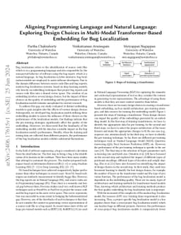 Aligning Programming Language and Natural Language: Exploring Design
  Choices in Multi-Modal Transformer-Based Embedding for Bug Localization