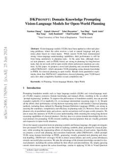 DKPROMPT: Domain Knowledge Prompting Vision-Language Models for
  Open-World Planning