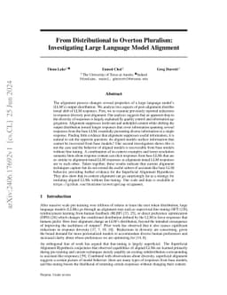 From Distributional to Overton Pluralism: Investigating Large Language Model Alignment