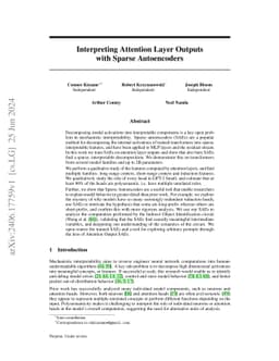 Interpreting Attention Layer Outputs with Sparse Autoencoders