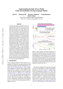 Understanding the Role of User Profile in the Personalization of Large
  Language Models