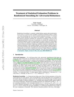 Treatment of Statistical Estimation Problems in Randomized Smoothing for Adversarial Robustness
