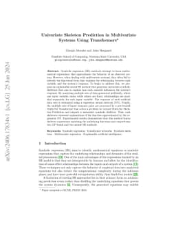 Univariate Skeleton Prediction in Multivariate Systems Using
  Transformers