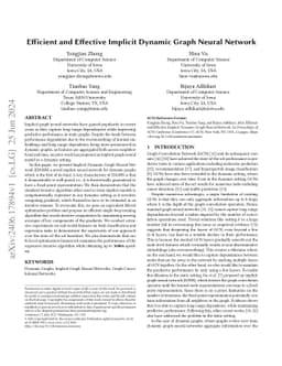 Efficient and Effective Implicit Dynamic Graph Neural Network