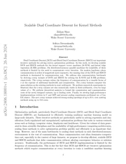 Scalable Dual Coordinate Descent for Kernel Methods