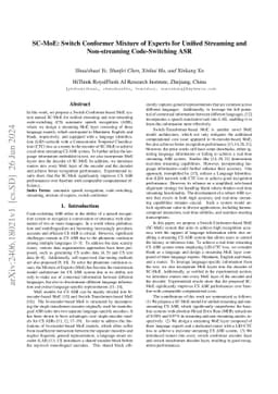 SC-MoE: Switch Conformer Mixture of Experts for Unified Streaming and
  Non-streaming Code-Switching ASR