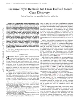 Exclusive Style Removal for Cross Domain Novel Class Discovery