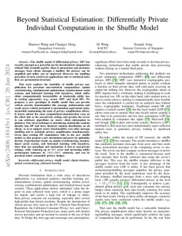 Beyond Statistical Estimation: Differentially Private Individual Computation via Shuffling