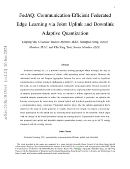FedAQ: Communication-Efficient Federated Edge Learning via Joint Uplink
  and Downlink Adaptive Quantization