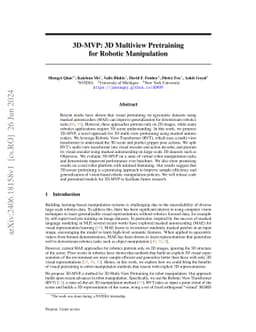 3D-MVP: 3D Multiview Pretraining for Robotic Manipulation
