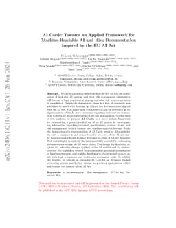 AI Cards: Towards an Applied Framework for Machine-Readable AI and Risk
  Documentation Inspired by the EU AI Act
