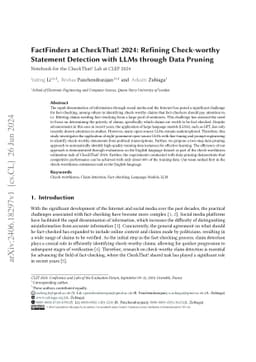 FactFinders at CheckThat! 2024: Refining Check-worthy Statement
  Detection with LLMs through Data Pruning
