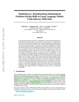 MathOdyssey: Benchmarking Mathematical Problem-Solving Skills in Large
  Language Models Using Odyssey Math Data