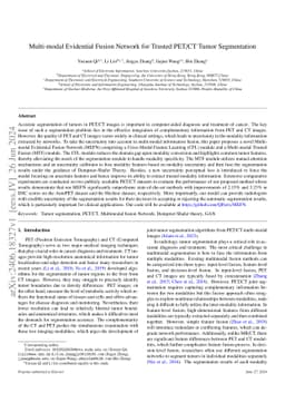 Multi-modal Evidential Fusion Network for Trustworthy PET/CT Tumor Segmentation