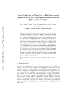 From Majority to Minority: A Diffusion-based Augmentation for
  Underrepresented Groups in Skin Lesion Analysis