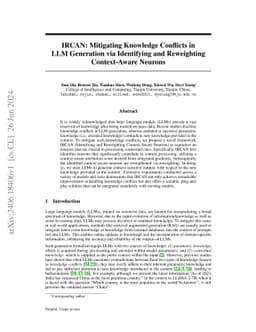 IRCAN: Mitigating Knowledge Conflicts in LLM Generation via Identifying
  and Reweighting Context-Aware Neurons