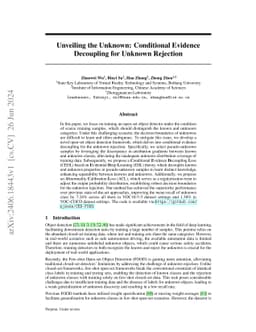 Unveiling the Unknown: Conditional Evidence Decoupling for Unknown
  Rejection