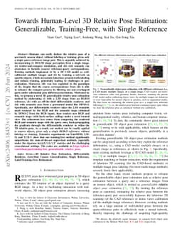 Towards Human-Level 3D Relative Pose Estimation: Generalizable,
  Training-Free, with Single Reference