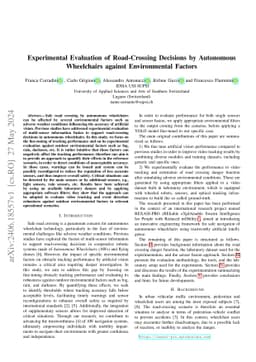 Experimental Evaluation of Road-Crossing Decisions by Autonomous
  Wheelchairs against Environmental Factors