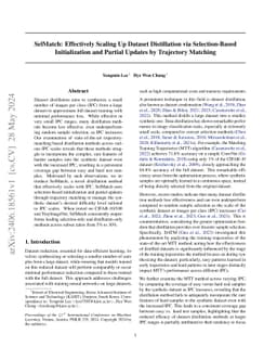 SelMatch: Effectively Scaling Up Dataset Distillation via
  Selection-Based Initialization and Partial Updates by Trajectory Matching