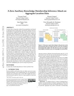 A Zero Auxiliary Knowledge Membership Inference Attack on Aggregate
  Location Data