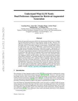 Understand What LLM Needs: Dual Preference Alignment for
  Retrieval-Augmented Generation