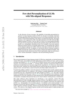 Few-shot Personalization of LLMs with Mis-aligned Responses