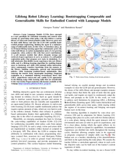 Lifelong Robot Library Learning: Bootstrapping Composable and
  Generalizable Skills for Embodied Control with Language Models