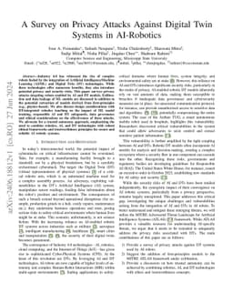 A Survey on Privacy Attacks Against Digital Twin Systems in AI-Robotics