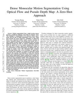 Dense Monocular Motion Segmentation Using Optical Flow and Pseudo Depth
  Map: A Zero-Shot Approach