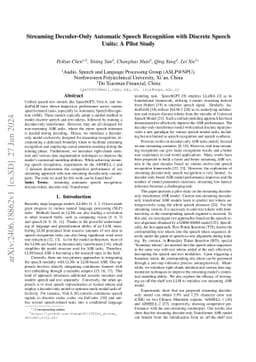Streaming Decoder-Only Automatic Speech Recognition with Discrete Speech
  Units: A Pilot Study