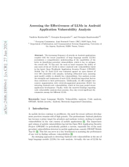Assessing the Effectiveness of LLMs in Android Application Vulnerability
  Analysis