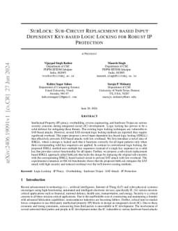 SubLock: Sub-Circuit Replacement based Input Dependent Key-based Logic
  Locking for Robust IP Protection