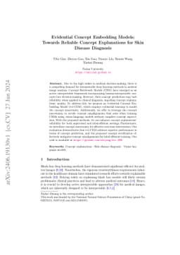 Evidential Concept Embedding Models: Towards Reliable Concept
  Explanations for Skin Disease Diagnosis