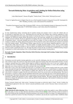 Towards Reducing Data Acquisition and Labeling for Defect Detection
  using Simulated Data
