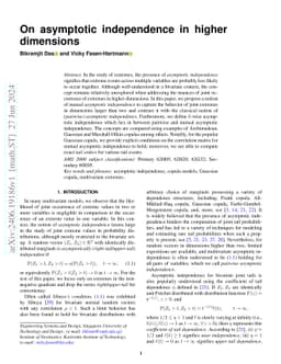 On asymptotic independence in higher dimensions