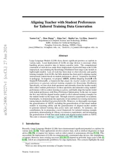 Aligning Teacher with Student Preferences for Tailored Training Data
  Generation