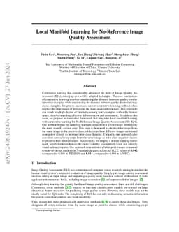 Local Manifold Learning for No-Reference Image Quality Assessment