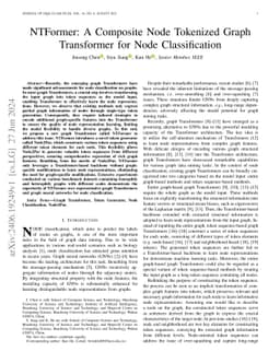NTFormer: A Composite Node Tokenized Graph Transformer for Node
  Classification