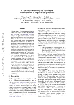 VERISCORE: Evaluating the factuality of verifiable claims in long-form
  text generation