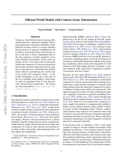 Efficient World Models with Context-Aware Tokenization