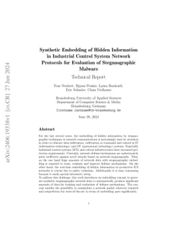 Synthetic Embedding of Hidden Information in Industrial Control System
  Network Protocols for Evaluation of Steganographic Malware