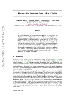Dataset Size Recovery from LoRA Weights