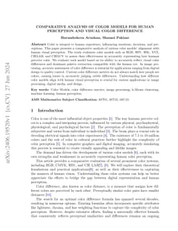 Comparative Analysis Of Color Models For Human Perception And Visual
  Color Difference