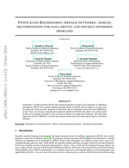 Finite basis Kolmogorov-Arnold networks: domain decomposition for
  data-driven and physics-informed problems